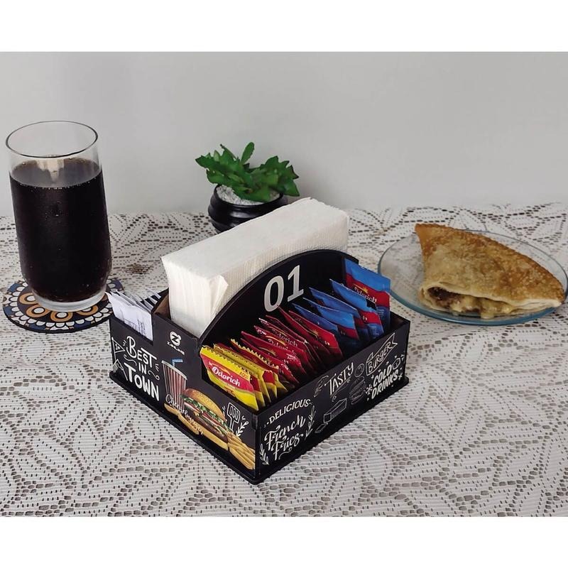 25 Suportes Porta Guardanapos e Sachês de Mesa MDF Burger para